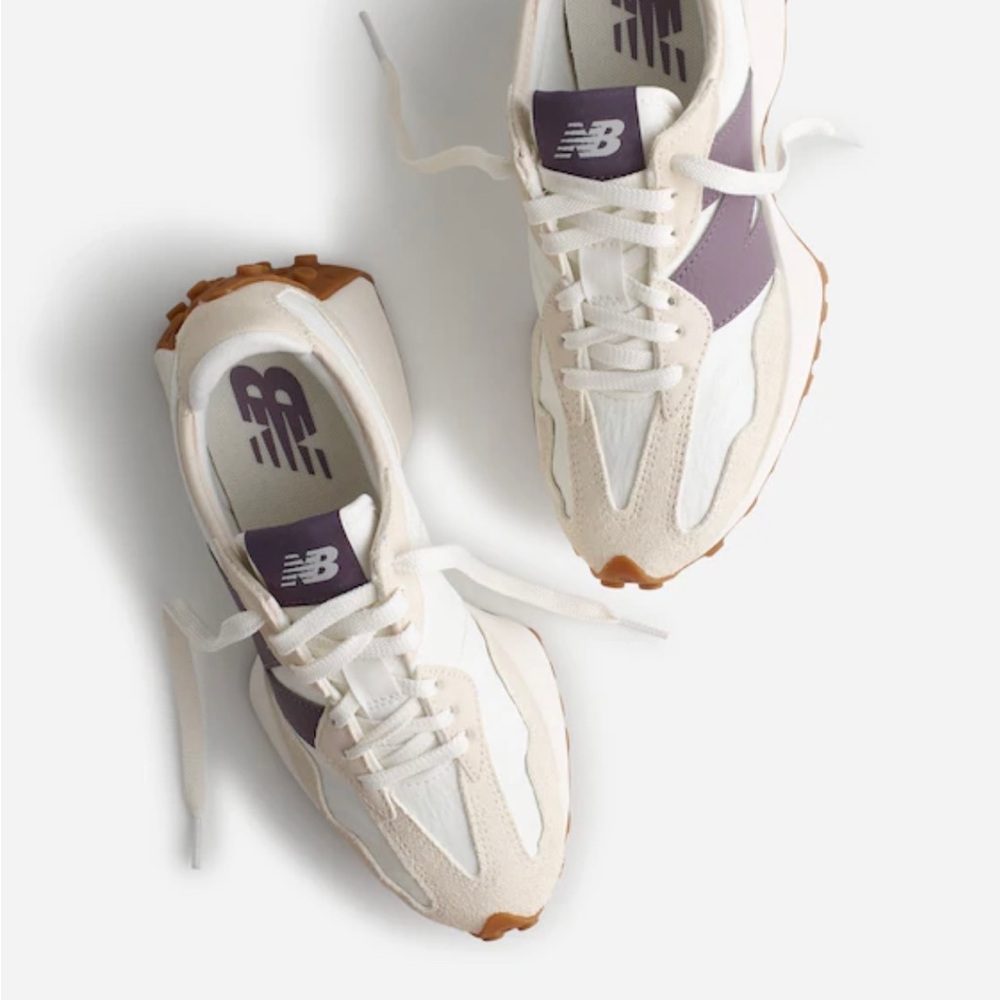 New Balance White and Purple Sneakers
